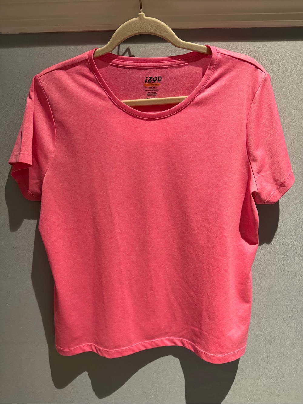 Izod Women's Short Sleeve Crew Tee in Bright Pink